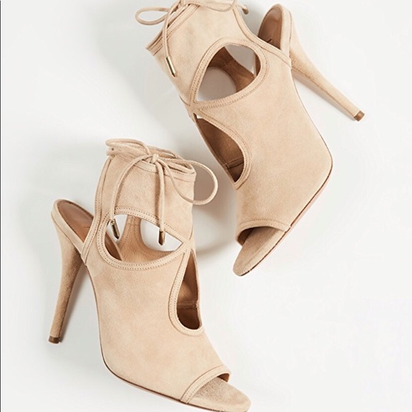 Aquazzura Shoes - Aquazzura “Sexy Thing” Suede Cutout Heel Sandal
